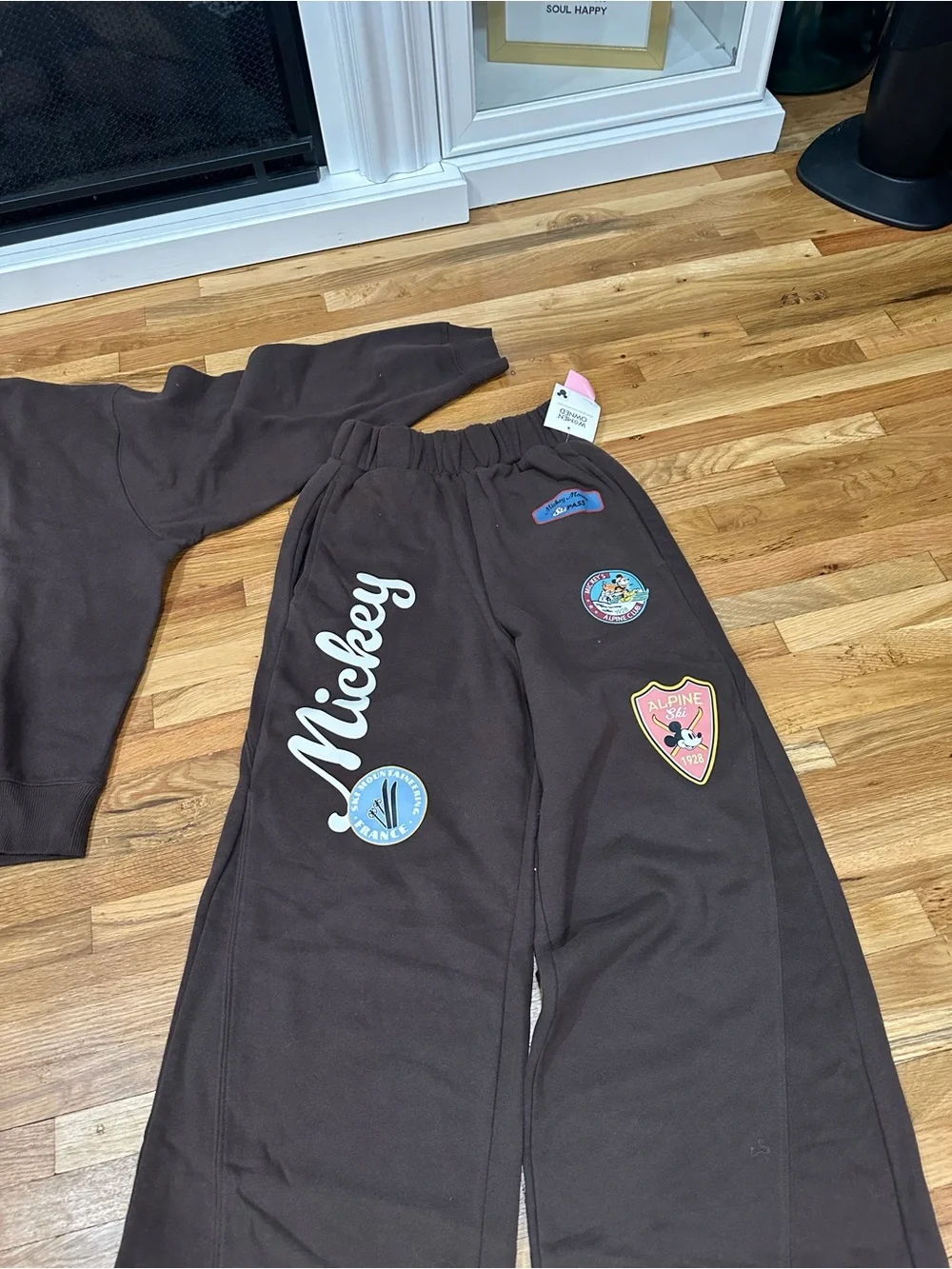Disney Mickey Mouse Brown Crewneck Sweatshirt & Sweatpants Set